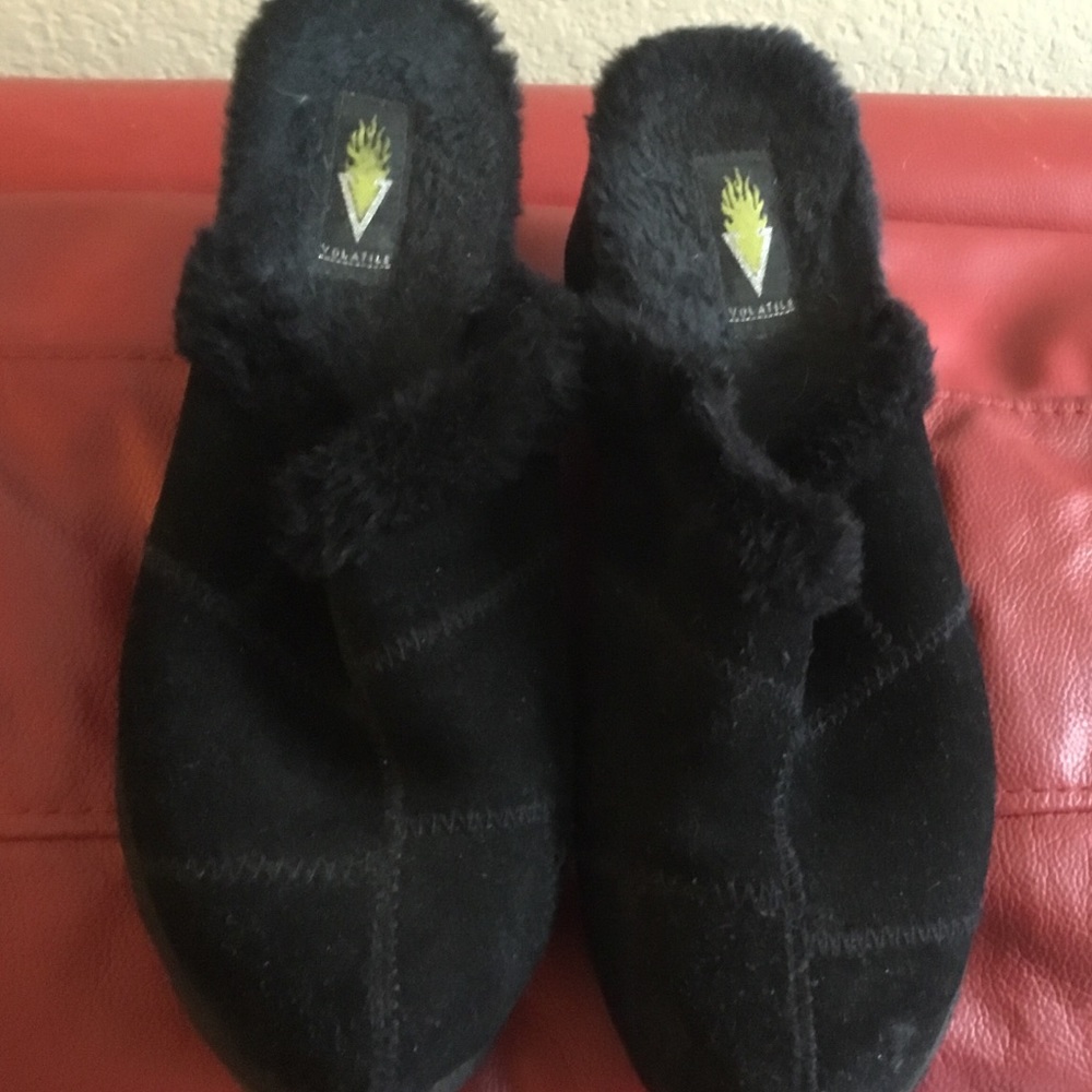 Black suede mules